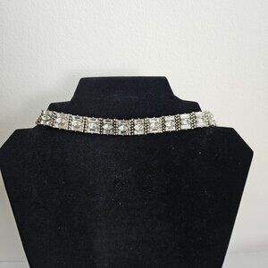 Baublebar Crystal Baguette Rhinestone Silver Tone Collar Choker Necklace